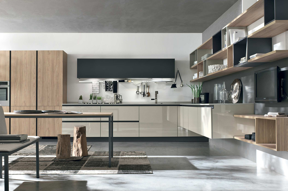 progettare la cucina per riuscire a creare uniformità tra soggiorno e cucina render unico il proiro open space