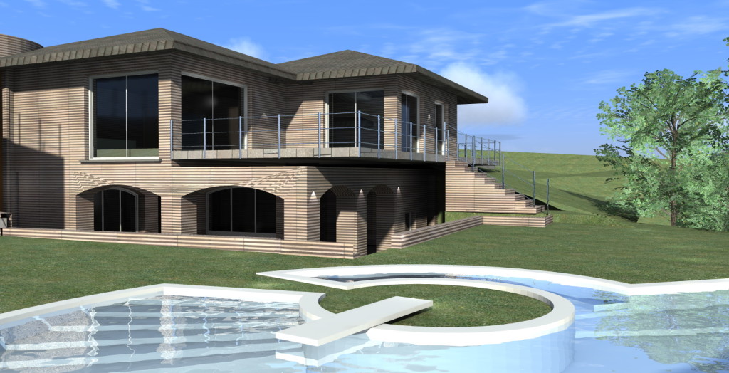 Villa con piscina con gradini